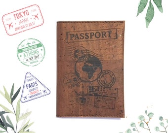 Cork Passport Cover, Vegan Leather Passport Holder, Vegan Passport Cover, Travel Gifts, Birthday Gifts, Mothers Day Gifts