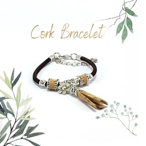 Bracelet en liège élégant : bijoux à breloques véganes faits main