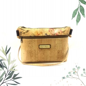 Umweltfreundliche Vegan Kork Umhängetasche mit Blumenmuster - Nachhaltige Schultertasche für Frauen, Geschenk für Sie