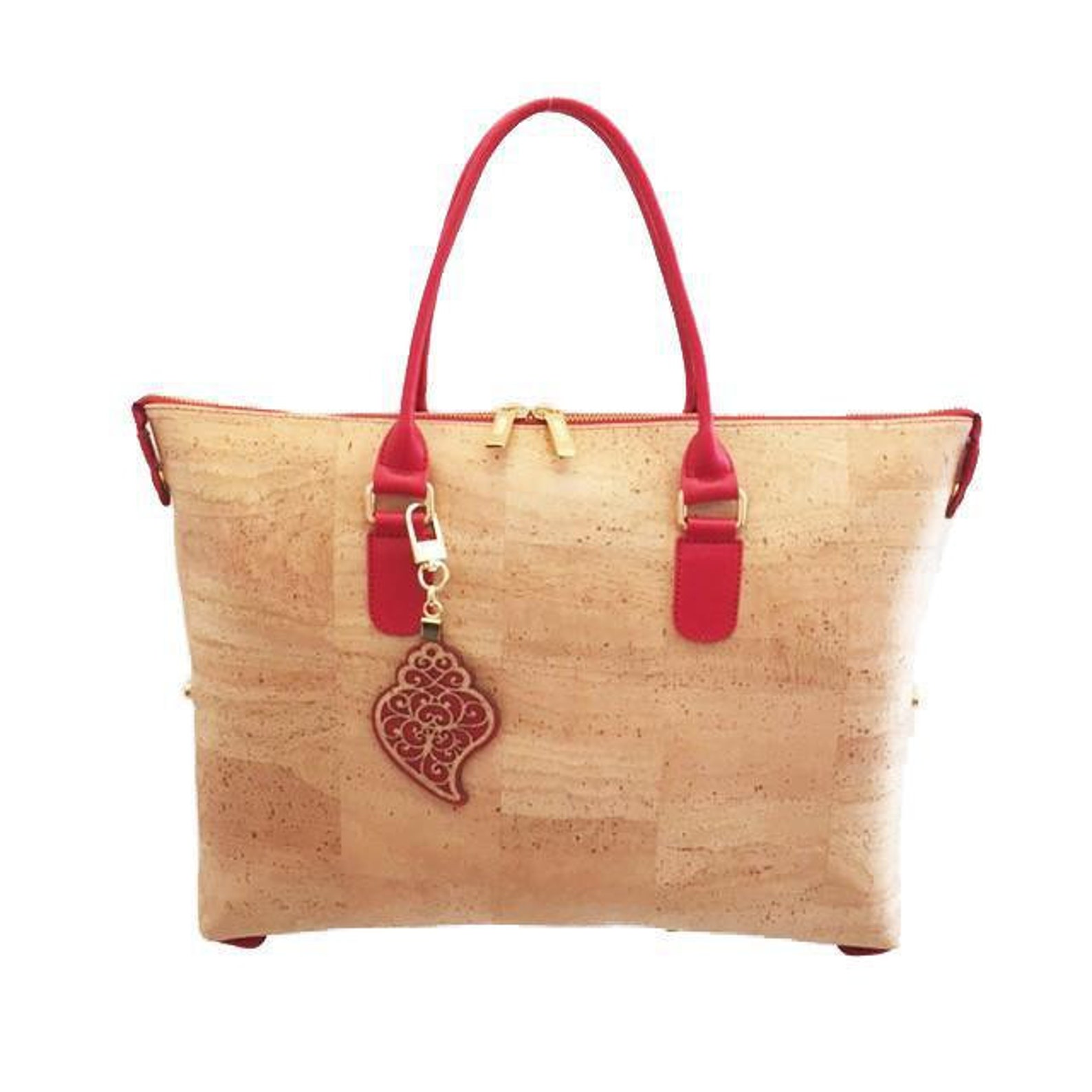 Cork Handbag Large, 3 in 1 Bag, Convertible Bag, Cork Tote Bag, Red