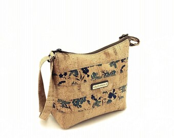 Eco-Friendly Floral Crossbody Bag with Zipper - Vegan Leather Purse for Her