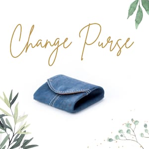 Vegan Cork Coin Holder Wallet, Eco-Friendly Change Purse with Press Stud Fastening, Navy Blue Mini Square Pocket Size