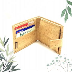 Cartera de corcho ecológica para hombre / Cartera minimalista delgada vegana plegable / Regalo sostenible para él