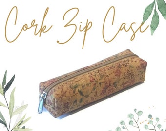 Vegan Pencil Case, Cork Pencil Case, Cork Glasses Case, Vegan Leather Pencil Pouch, Gifts for Her,