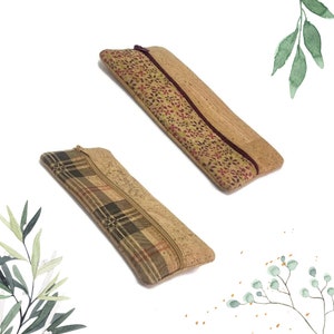 Vegan Cork Zipper Pouch with Colorful Patterns, Eco-Friendly Stationery & Toiletry Organizer, Sustainable Gift for Her