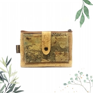 Cartera vegana elegante y ecológica con monedero con cremallera, tarjetero, corcho hecho a mano, regalo perfecto para ella, regalo de cumpleaños