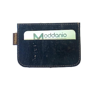 Cartera para tarjetas ecológica de color azul marino: piel vegana, diseño fino, práctica y duradera