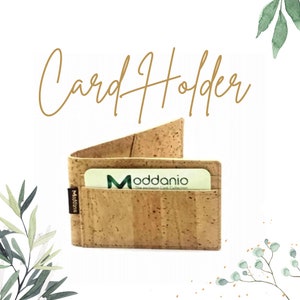 Tarjetero minimalista ecológico de corcho para él o para ella: billetera fina de viaje para pagos sin contacto y efectivo: excelente regalo vegano