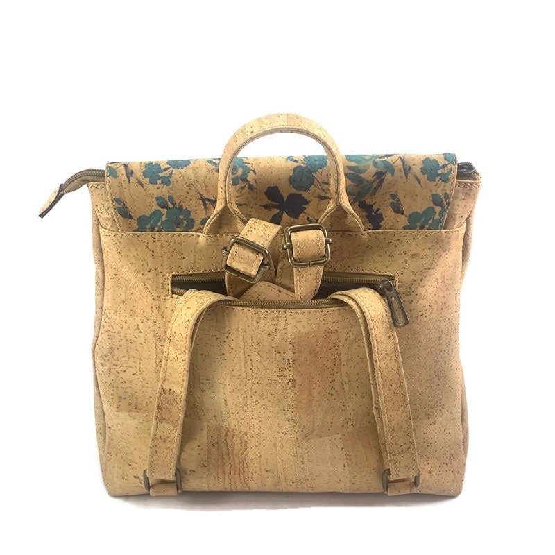 Carpel Eco friendly Vegan Floral Cork Backpack‎ Sustainable Hippie Boho Floral Cork Backpack Purse: Eco-friendly Vegan Bag - Etsy main image 4