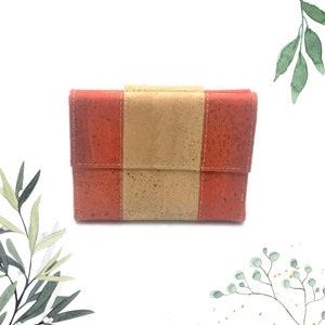Monedero de corcho hecho a mano, de piel vegana, regalo ecológico para mujer