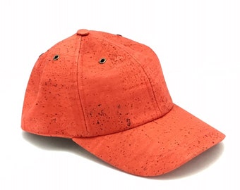 Cork Cap, Mens Baseball Cap, Red Cap, Adjustable Cap, Birthday Gift, Gift for Him,