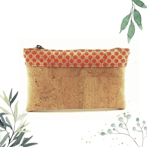 Red Polka Dot Cork Toiletry Bag - Eco-Friendly Vegan Cosmetic Bag - Handmade Red Polka Dot Makeup Bag - Sustainable Gift for Her