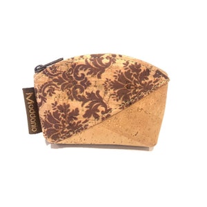 Porte-monnaie floral écologique en liège avec fermeture à glissière - Cadeau parfait pour elle, petite pochette pour les clés et l'argent - Mini pochette végétalienne