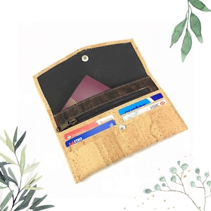 Elegante billetera de corcho para pasaporte, funda de viaje de cuero vegano para ella, regalo de cumpleaños ecológico, diseño delgado