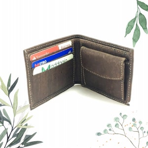 Eco-Friendly Vegan Wallet for Men - Brown Minimalist Wallet with Coin Pocket and Card Slots - Sustainable Gift for Him