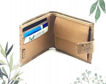 Cork Wallet Men, Mens Slim Wallet, Bifold Wallet, Vegan Wallet, Thin Wallet, Card Wallet, Wallet for Husband, Mens Gift,