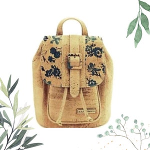 Umweltfreundlicher Blumenkork-Rucksack mit magnetischem Klappenverschluss und verstellbaren Trägern, Geschenk für Freundin