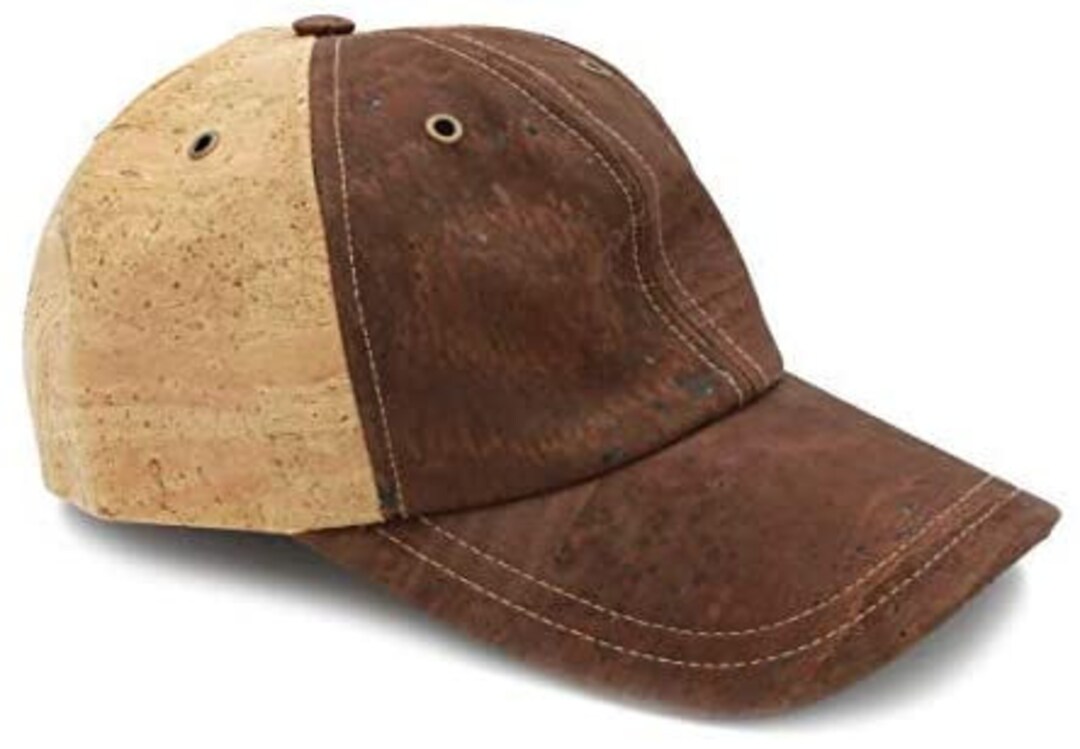 Cork Baseball Cap, Vegan Leather Baseball Hat, Beige Brown Two Tone