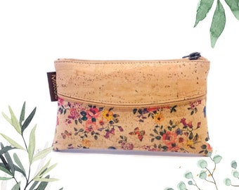 Vegan Cosmetic Bag, Makeup Bag for Women, Cork Toiletry Bag, Cork Clutch Bag, Small Toiletry Pouch,