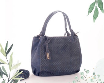 Vegan Leder Umhängetasche, Kork Handtaschen für Frauen, Blaue Tasche, große Einkaufstasche, Handtaschen mit Top Griff, Geschenke für Sie, Geschenk zum Muttertag