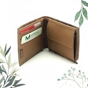 Cartera plegable de corcho ecológica para hombre / Cartera vegana fina y delgada / Regalo sostenible para el marido