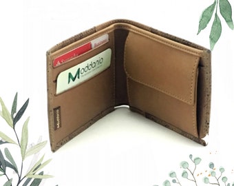 Cork Wallet Men, Bifold Wallet, Vegan Wallet, Mens Slim Wallet, Thin Wallet, Card Wallet, Wallet for Husband,