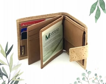 Vegan Leather Wallet, Cork Bifold Wallet, Cork Wallet, Card Wallet, Gift for Him,
