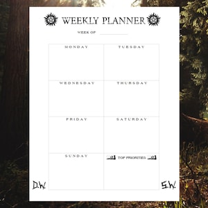 Supernatural Wochenplaner
