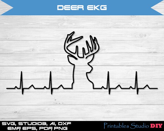 Download Deer EKG svg cuttable Cricut Design Space Silhouette | Etsy