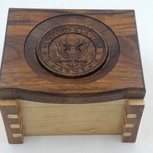 Handmade Keepsake Box - Carved Wooden Memory Box - Military Recognition - Air Force - Veteran - Airborne - Rakkasan - 101st - West Point