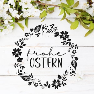 Sticker &quot;Happy Easter&quot; Window Image Decal Vinyl Sticker Window, Door or Glass Sticker Wreath Boho