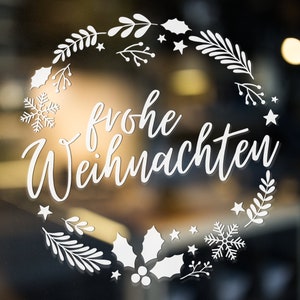 Sticker &quot;Merry Christmas&quot; Window Picture Decal Vinyl Sticker Window Sticker Door Sticker Glass Sticker Wreath Boho