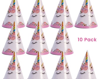 Unicorn Girls Paper Party Hat 10 Pack, Unicorn Party Supplies, Unicorn Gifts for Girls, Unicorn Birthday Decorations for Girls, Unicorn Hat