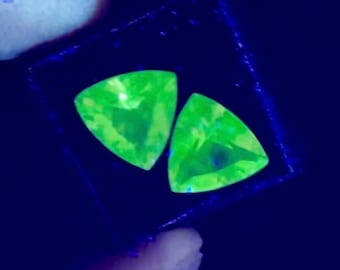 Hyalite Opal faceted gemstone pair, top grade
