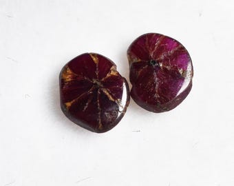 Trapiche RUBY cabochon pair, rare and old stock!