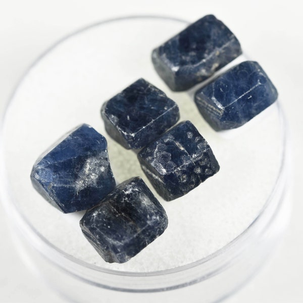 6 Blue Sapphire pair group, 3 pairs raw Blue Sapphire crystals