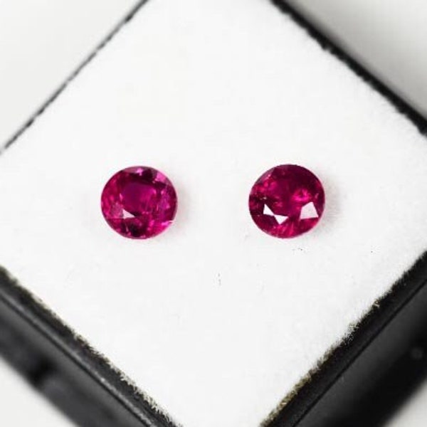 Ruby faceted pair from Mozambique, heated Ruby with top color