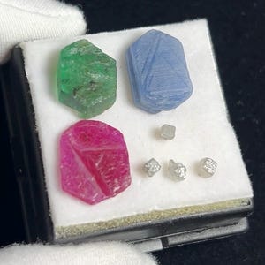 4 Precious Stone set! Emerald, Ruby, Diamond, Sapphire crystals