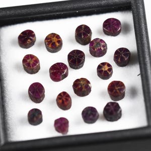 Trapiche Ruby gem set, old stock Mong Tsu locality!