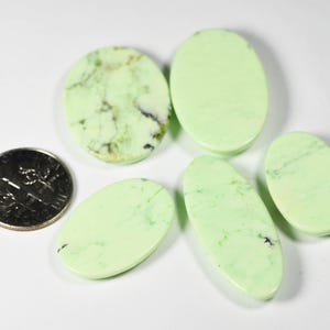 Lemon Chrysoprase designer cabochon set, rare! image 2