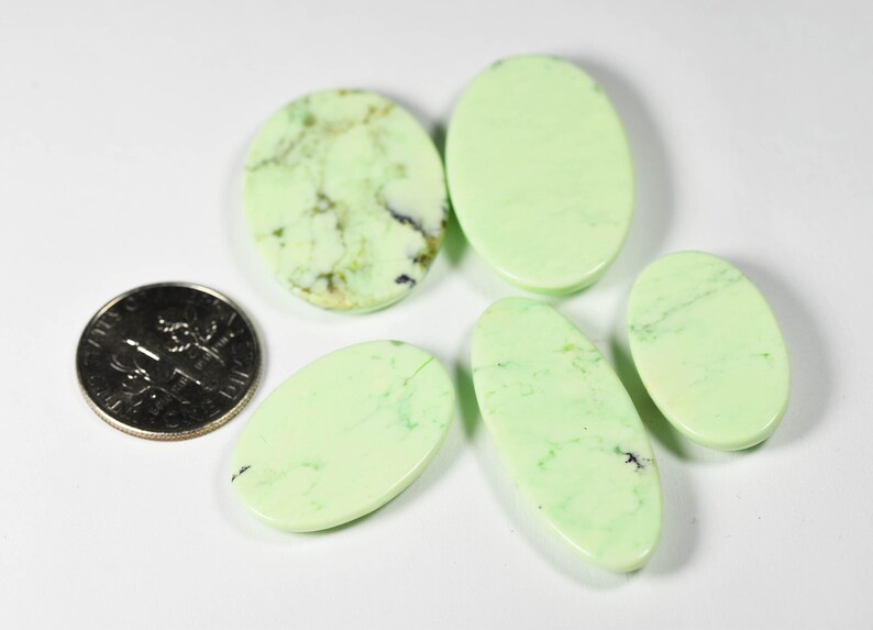Lemon Chrysoprase designer cabochon set, rare! image 2