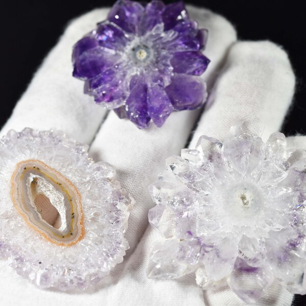 3 rare Amethyst slices from Uruguay, all collection grade