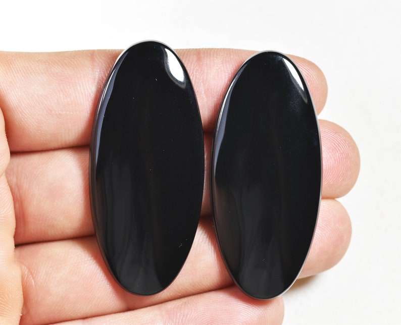 AAA Wyoming Black Jade designer cabochon pair