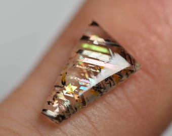 AAA Rainbow Lattice Sunstone cabochon, top grade material from one area of Australia