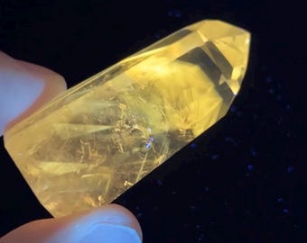 New find! UV Phantom Quartz from Brazil, polished crystal