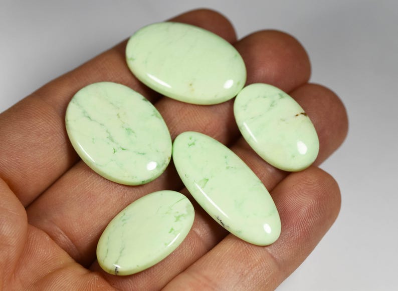 Lemon Chrysoprase designer cabochon set, rare! image 4