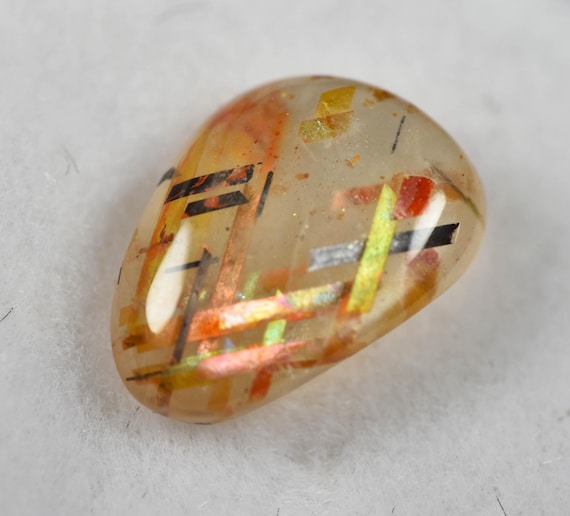 Rainbow Lattice Sunstone cabochon, top grade material from Australia