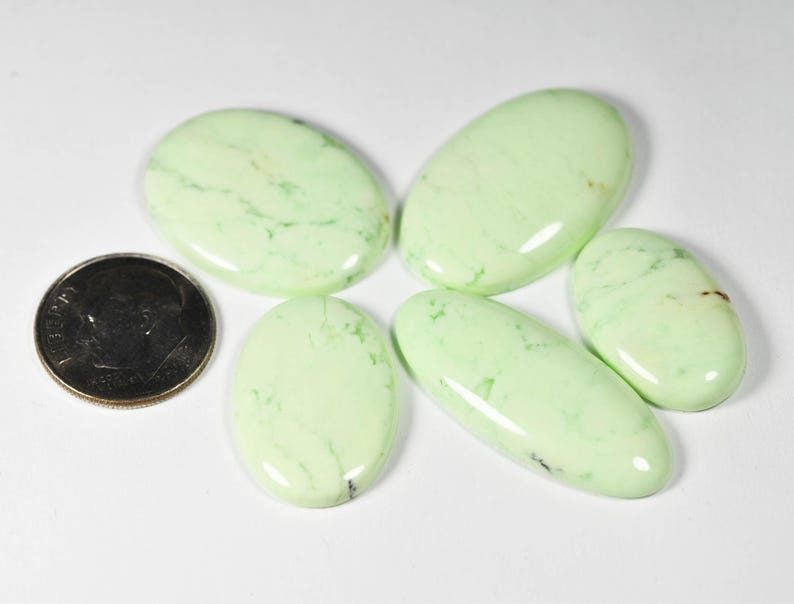 Lemon Chrysoprase designer cabochon set, rare! image 3