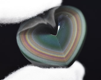 Rainbow Obsidian Heart carved gemstone, natural material from Mexico