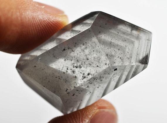 Phantom Quartz polished gemstone with unique shape, one of a kind!